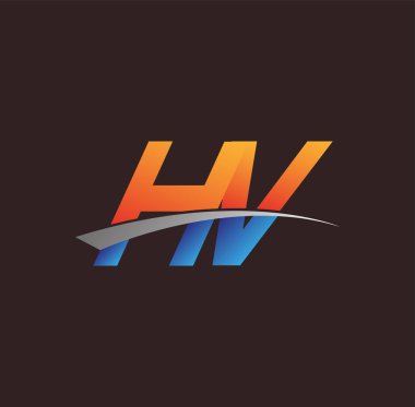 İlk harf HV logotype şirketi adı turuncu, mavi ve swoosh tasarımı. iş ve şirket kimliği için vektör logosu.
