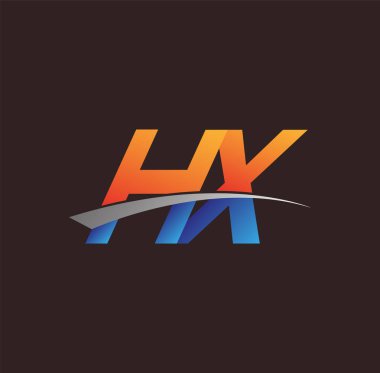 İlk harf HX logotype şirketi adı turuncu, mavi ve swoosh tasarımı. iş ve şirket kimliği için vektör logosu.