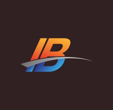 İlk harf IB logotype şirketi adı turuncu, mavi ve swoosh tasarımı. iş ve şirket kimliği için vektör logosu.