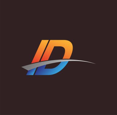 İlk harf ID logotype şirketi adı turuncu, mavi ve swoosh tasarımı. iş ve şirket kimliği için vektör logosu.