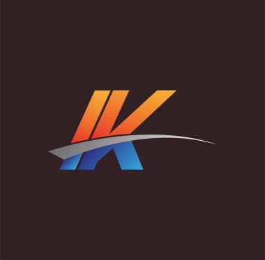 İlk harf IK logotype şirketi adı turuncu, mavi ve swoosh tasarımı. iş ve şirket kimliği için vektör logosu.