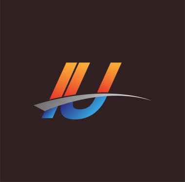 İlk harf IU logotype şirketi adı turuncu, mavi ve swoosh tasarımı. iş ve şirket kimliği için vektör logosu.
