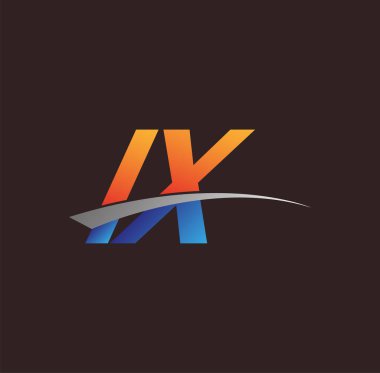 İlk harf IX logotype şirketi adı turuncu, mavi ve swoosh tasarımı. iş ve şirket kimliği için vektör logosu.