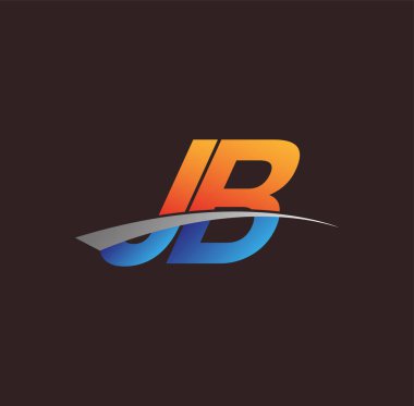İlk harf JB logotype şirketi adı turuncu, mavi ve swoosh tasarımı. iş ve şirket kimliği için vektör logosu.