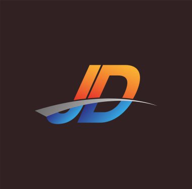 İlk harf JD logotype şirketi adı turuncu, mavi ve swoosh tasarımı. iş ve şirket kimliği için vektör logosu.