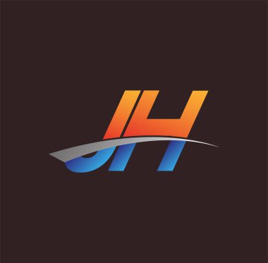 İlk harf JH logotype şirketi adı turuncu, mavi ve swoosh tasarımı. iş ve şirket kimliği için vektör logosu.