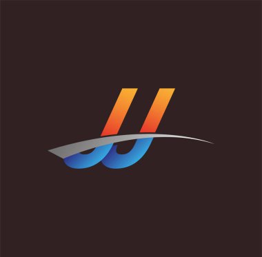 İlk harf JJ logotype şirketi adı turuncu, mavi ve swoosh tasarımı. iş ve şirket kimliği için vektör logosu.