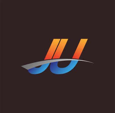 İlk harf JU logotype şirketi adı turuncu, mavi ve swoosh tasarımı. iş ve şirket kimliği için vektör logosu.