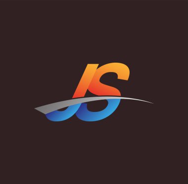 İlk harf JS logotype şirketi adı turuncu, mavi ve swoosh tasarımı. iş ve şirket kimliği için vektör logosu.