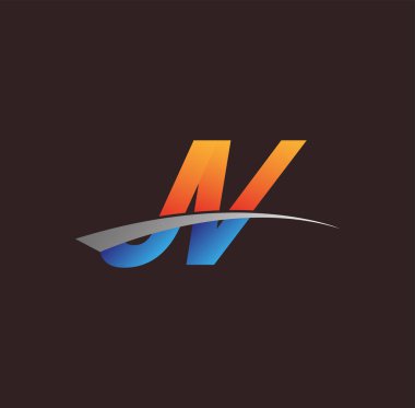 İlk harf JV logotype şirketi adı turuncu, mavi ve swoosh tasarımı. iş ve şirket kimliği için vektör logosu.