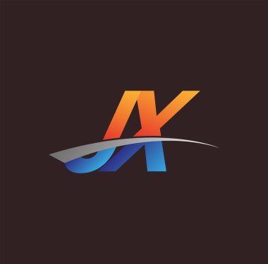 İlk harf JX logotype şirketi adı turuncu, mavi ve swoosh tasarımı. iş ve şirket kimliği için vektör logosu.