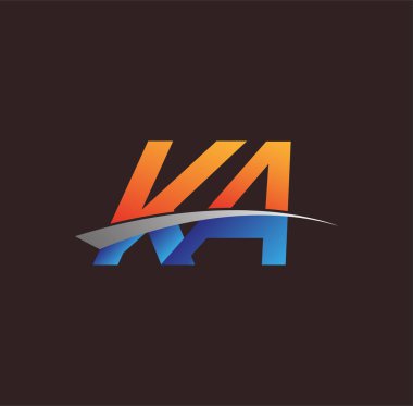 İlk harf KA logotype şirketi adı turuncu, mavi ve swoosh tasarımı. iş ve şirket kimliği için vektör logosu.