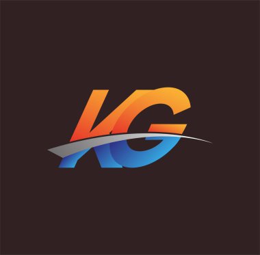 İlk harf KG logotype şirketi adı turuncu, mavi ve swoosh tasarımı. iş ve şirket kimliği için vektör logosu.