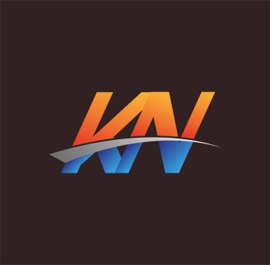 İlk harf KN logotype şirketi adı turuncu, mavi ve swoosh tasarımı. iş ve şirket kimliği için vektör logosu.