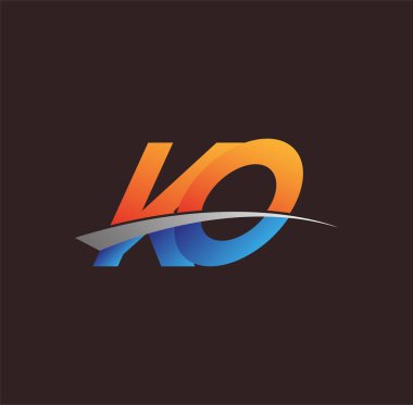 İlk harf KO logotype şirketi adı turuncu, mavi ve swoosh tasarımı. iş ve şirket kimliği için vektör logosu.