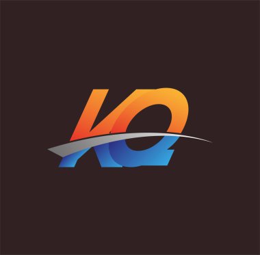 İlk harf KQ logotype şirketi adı turuncu, mavi ve swoosh tasarımı. iş ve şirket kimliği için vektör logosu.