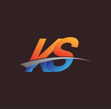 K.S. logotype şirketinin ilk harfi turuncu, mavi ve swoosh tasarımı. iş ve şirket kimliği için vektör logosu.