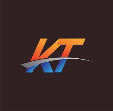 İlk harf KT logotype şirketi adı turuncu, mavi ve swoosh tasarımı. iş ve şirket kimliği için vektör logosu.