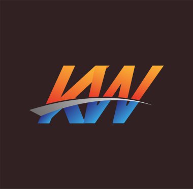 İlk harf KW logotype şirketi adı turuncu, mavi ve swoosh tasarımı. iş ve şirket kimliği için vektör logosu.