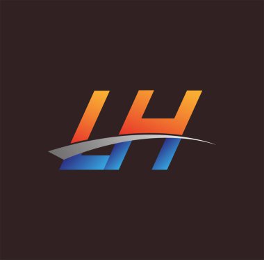 İlk harf LH logotype şirketi adı turuncu, mavi ve swoosh tasarımı. iş ve şirket kimliği için vektör logosu.