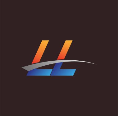 İlk harf LL logotype şirketi adı turuncu, mavi ve swoosh tasarımı. iş ve şirket kimliği için vektör logosu.