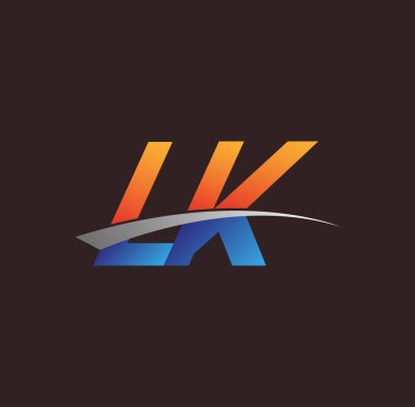 İlk harf LK logotype şirketi adı turuncu, mavi ve swoosh tasarımı. iş ve şirket kimliği için vektör logosu.