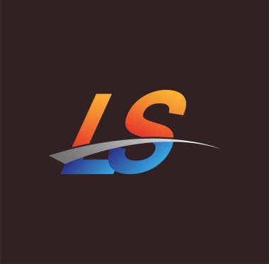 İlk harf LS logotype şirket adı turuncu, mavi ve swoosh tasarımı. iş ve şirket kimliği için vektör logosu.
