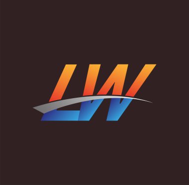 İlk harf LW logotype şirketi adı turuncu, mavi ve swoosh tasarımı. iş ve şirket kimliği için vektör logosu.