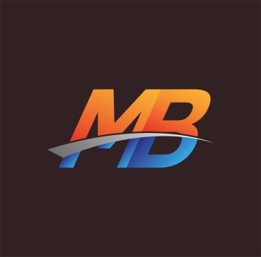 İlk harf MB logotype şirketi adı turuncu, mavi ve swoosh tasarımı. iş ve şirket kimliği için vektör logosu.