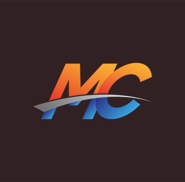 İlk harf MC logotype şirketi adı turuncu, mavi ve swoosh tasarımı. iş ve şirket kimliği için vektör logosu.