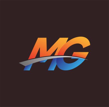İlk harf MG logotype şirketi adı turuncu, mavi ve swoosh tasarımı. iş ve şirket kimliği için vektör logosu.