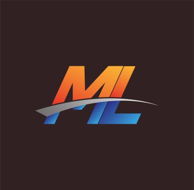 İlk harf ML logotype şirketi adı turuncu, mavi ve swoosh tasarımı. iş ve şirket kimliği için vektör logosu.