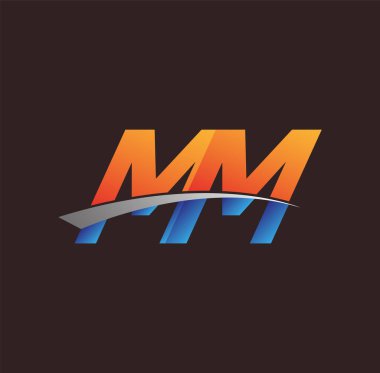 İlk harf MM logotype şirketi adı turuncu, mavi ve swoosh tasarımı. iş ve şirket kimliği için vektör logosu.