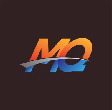 İlk harf MQ logotype şirketi adı turuncu, mavi ve swoosh tasarımı. iş ve şirket kimliği için vektör logosu.