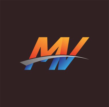 İlk harf MV logotype şirketi adı turuncu, mavi ve swoosh tasarımı. iş ve şirket kimliği için vektör logosu.