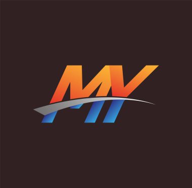 İlk harf Logotype şirketimin adı turuncu, mavi ve swoosh tasarımı. iş ve şirket kimliği için vektör logosu.