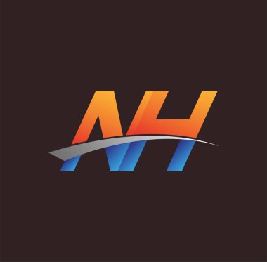 İlk harf NH logotype şirketi adı turuncu, mavi ve swoosh tasarımı. iş ve şirket kimliği için vektör logosu.