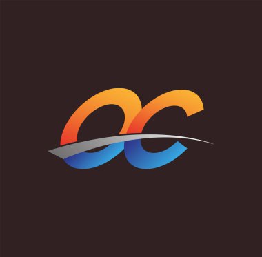 İlk harf OC logotype şirketi adı turuncu, mavi ve swoosh tasarımı. iş ve şirket kimliği için vektör logosu.