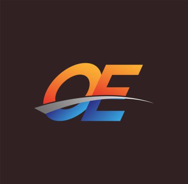 İlk harf OE logotype şirketi adı turuncu, mavi ve swoosh tasarımı. iş ve şirket kimliği için vektör logosu.