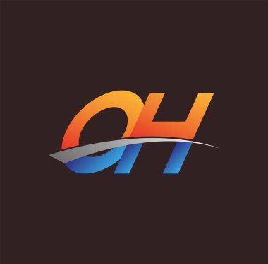 İlk harf OH logotype şirketi adı turuncu, mavi ve swoosh tasarımı. iş ve şirket kimliği için vektör logosu.