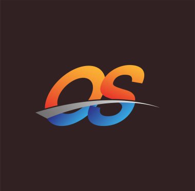 İlk harf OS logotype şirketi adı turuncu, mavi ve swoosh tasarımı. iş ve şirket kimliği için vektör logosu.