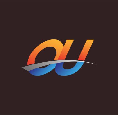 İlk harf OU logotype şirketi adı turuncu, mavi ve swoosh tasarımı. iş ve şirket kimliği için vektör logosu.