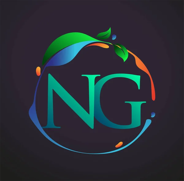Initiële Letter Met Natuur Elementen Logo Kleurrijk Natuur Milieu Logo — Stockvector