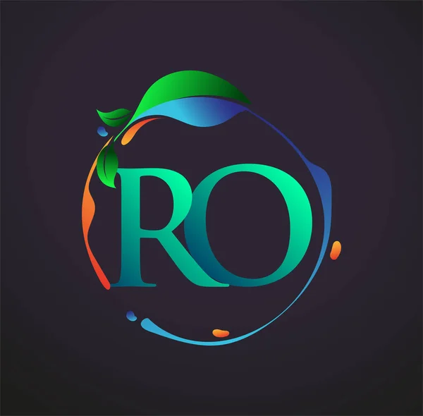 頭文字Ro自然要素ロゴ カラフルな自然と環境のロゴ ビジネスと会社のアイデンティティのためのベクトルロゴ — ストックベクタ