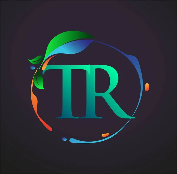 頭文字Tr自然要素ロゴ カラフルな自然と環境のロゴ ビジネスと会社のアイデンティティのためのベクトルロゴ — ストックベクタ