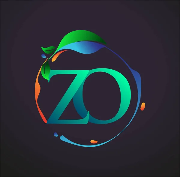 Eerste Letter Met Natuur Elementen Logo Kleurrijk Natuur Milieu Logo — Stockvector