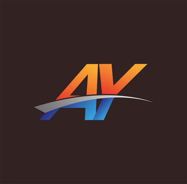Anfangsbuchstabe Logo Firmenname Farbig Orange Und Blau Und Swoosh Design — Stockvektor