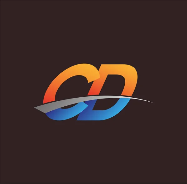 Początkowa Litera Logotyp Nazwa Firmy Kolorowe Pomarańczowy Niebieski Swoosh Projekt — Wektor stockowy