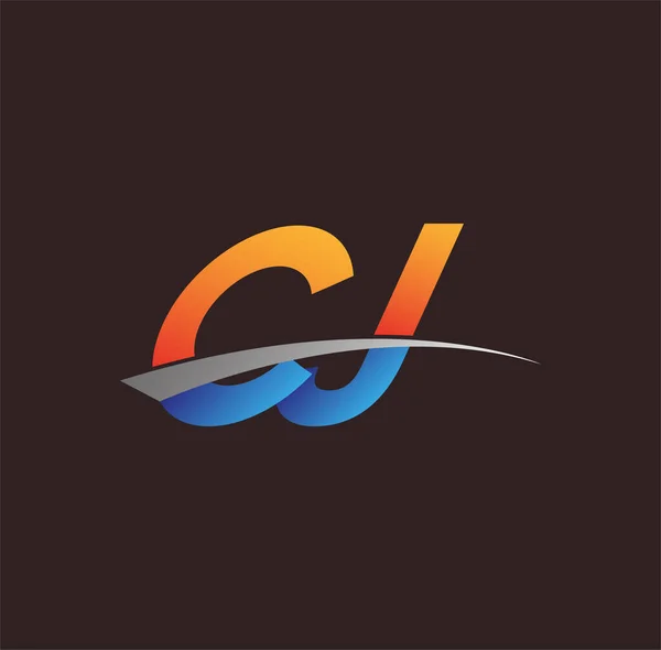 Lettre Initiale Logotype Nom Entreprise Couleur Orange Bleu Swoosh Design — Image vectorielle