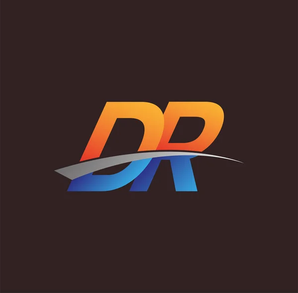 Počáteční Písmeno Logotyp Název Společnosti Barevné Oranžové Modré Swoosh Design — Stockový vektor